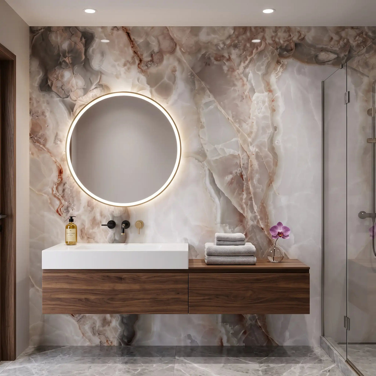 Soft Stone Marble Wallpaper Mural – Bathroom