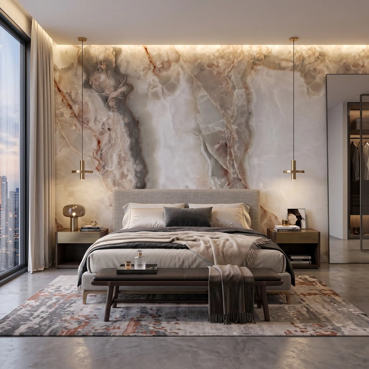 Soft Stone Marble Wallpaper Mural – Bedroom