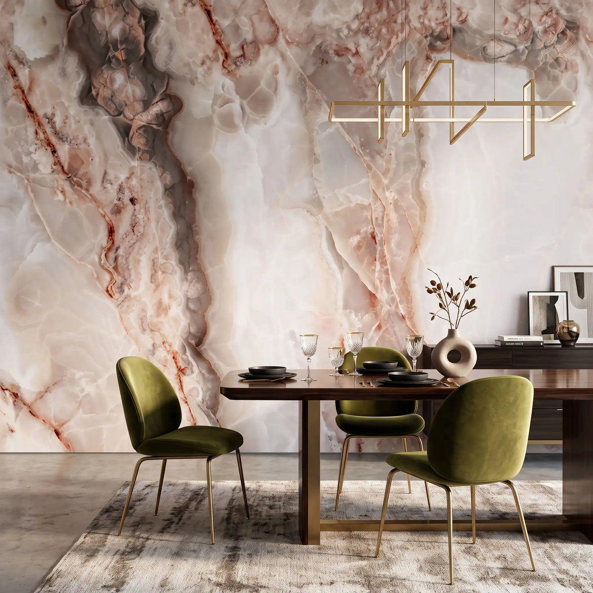 Soft Stone Marble Wallpaper Mural – Dining Room