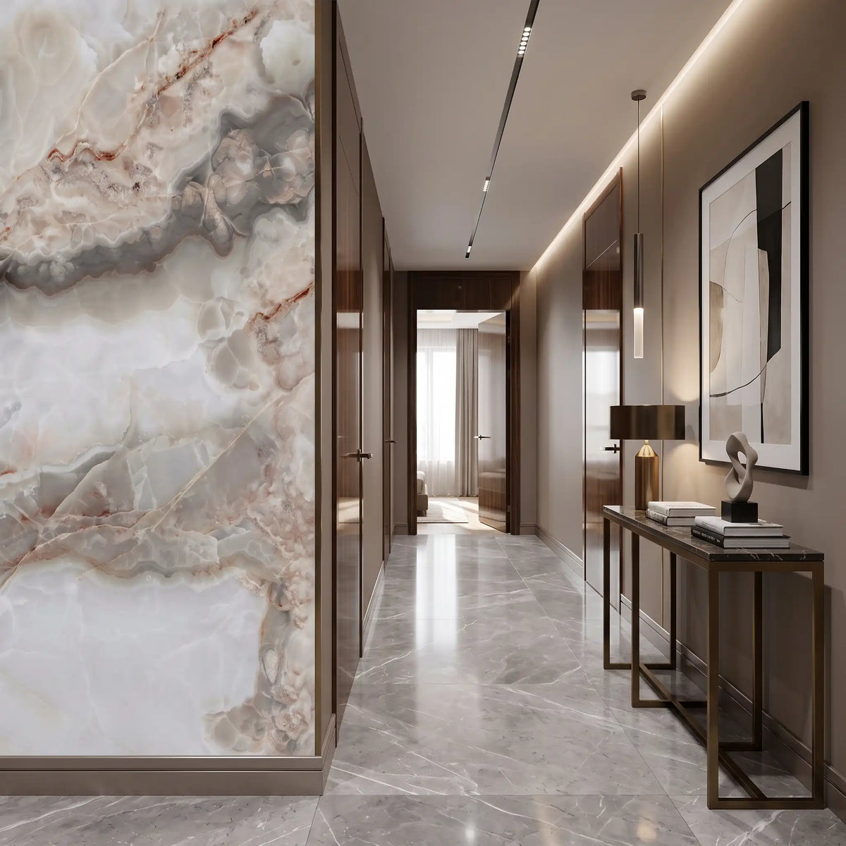 Soft Stone Marble Wallpaper Mural – Hallway