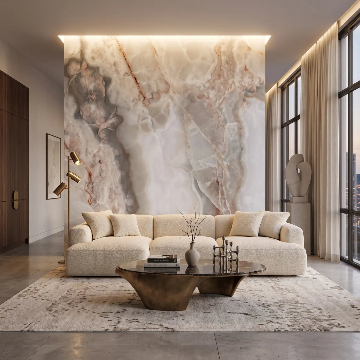 Soft Stone Marble Wallpaper Mural – Living Room