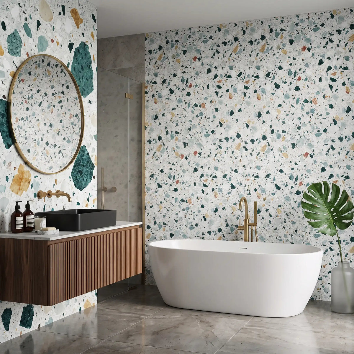 Speckled Terrazzo Wallpaper – Bathroom