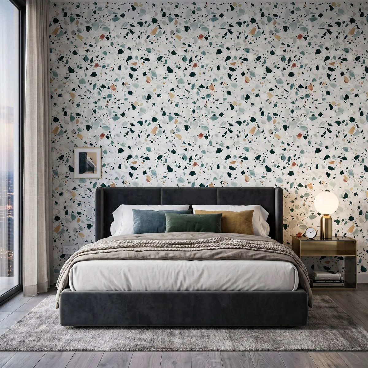 Speckled Terrazzo Wallpaper – Bedroom