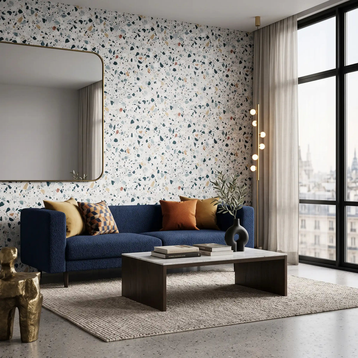 Speckled Terrazzo Wallpaper – Living Room