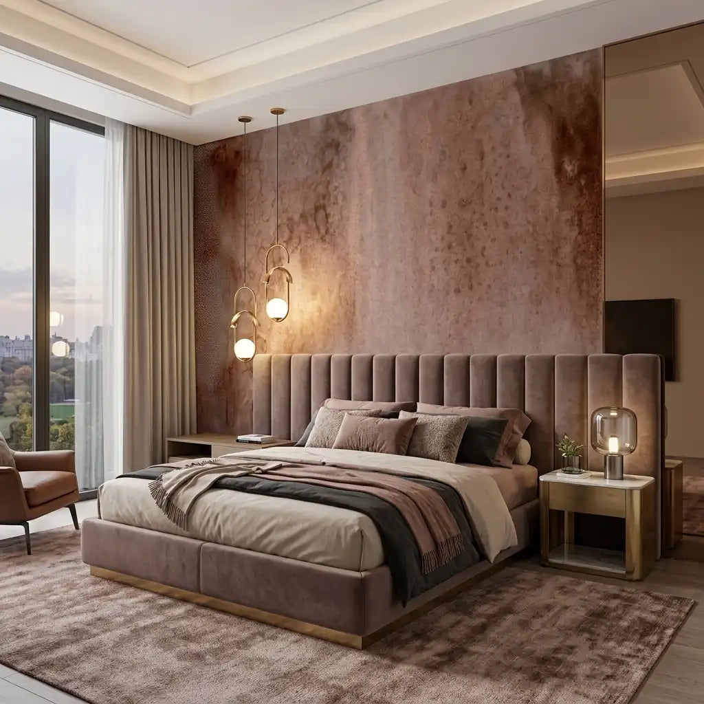 Terracotta Smoke Wash Wallpaper Mural – Bedroom