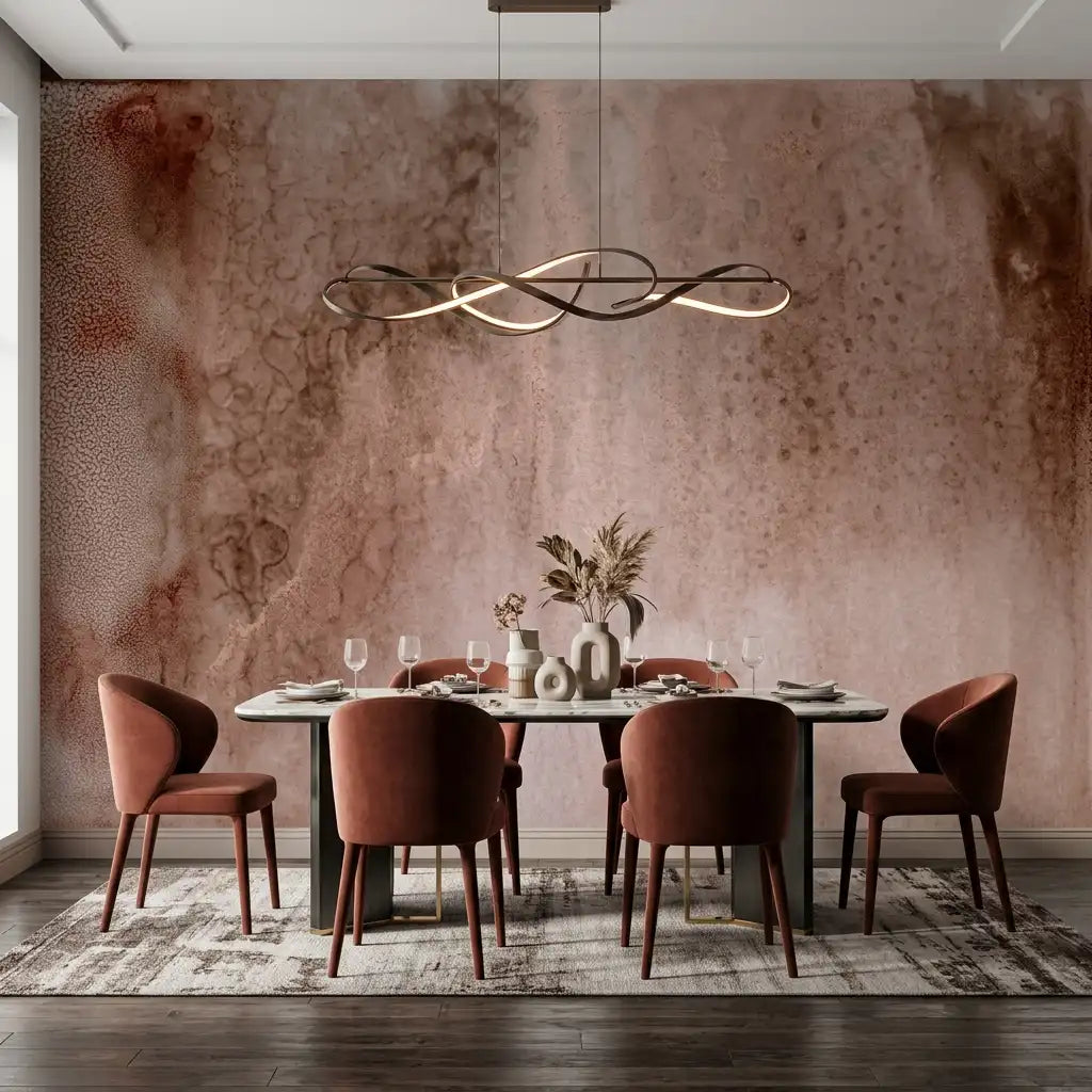 Terracotta Smoke Wash Wallpaper Mural – Dining Room