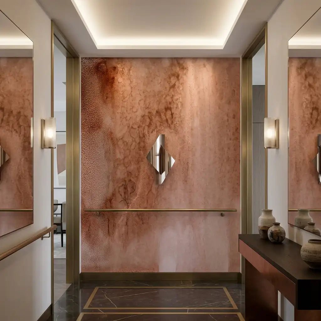 Terracotta Smoke Wash Wallpaper Mural – Hallway