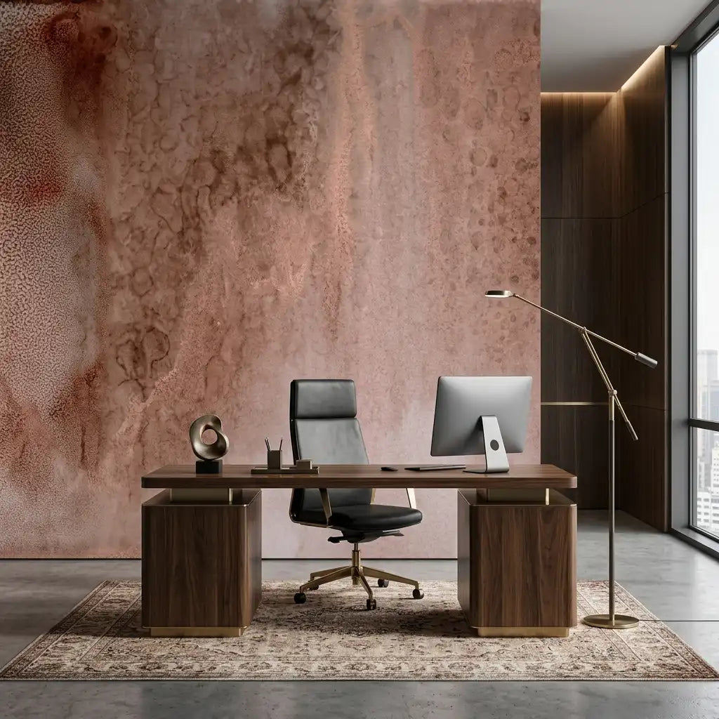 Terracotta Smoke Wash Wallpaper Mural – Office