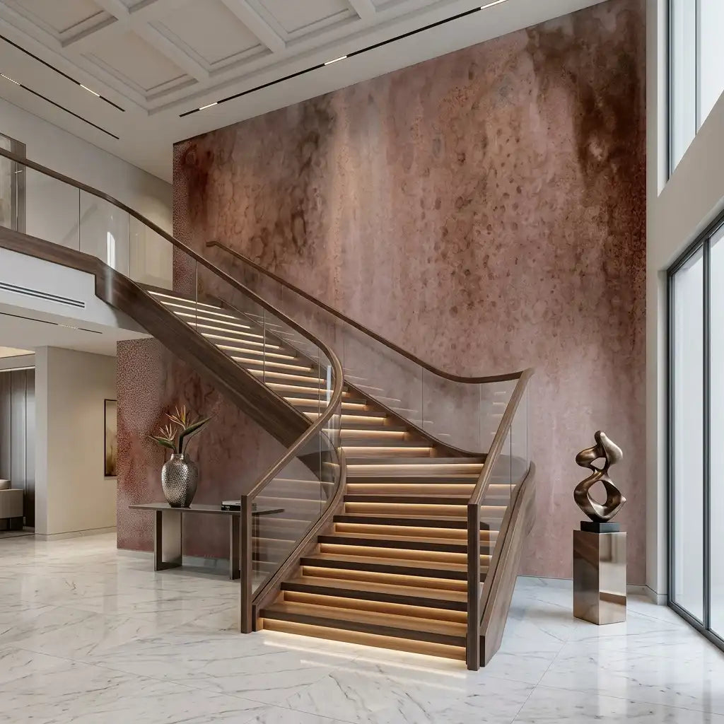 Terracotta Smoke Wash Wallpaper Mural – Staircase