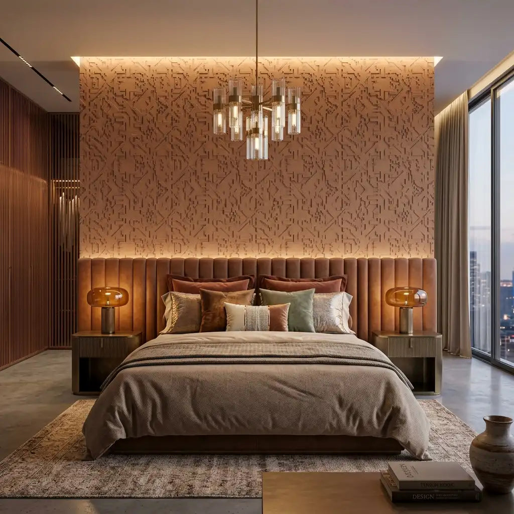 Terracotta Speckle Texture Wallpaper – Bedroom