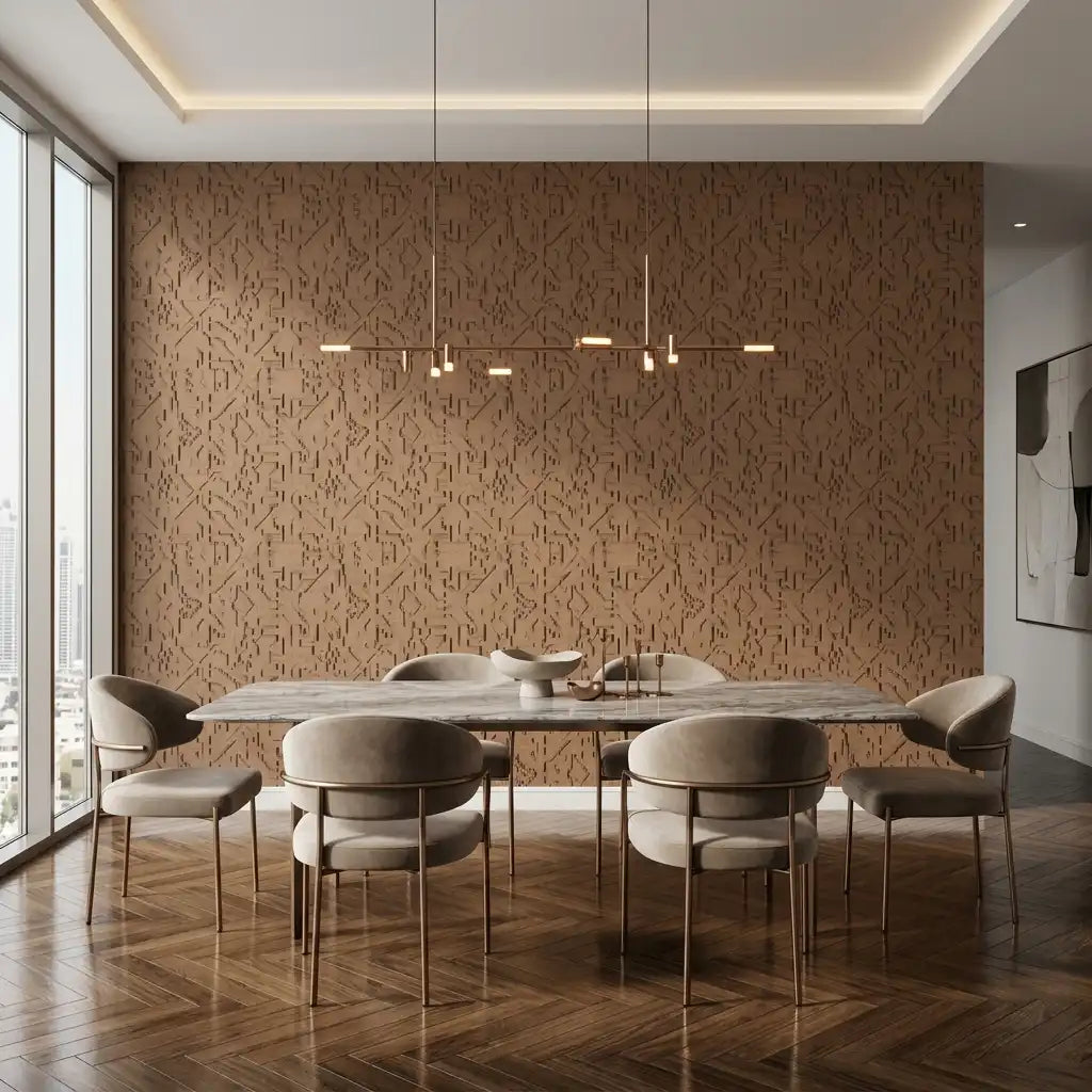 Terracotta Speckle Texture Wallpaper – Dining Room