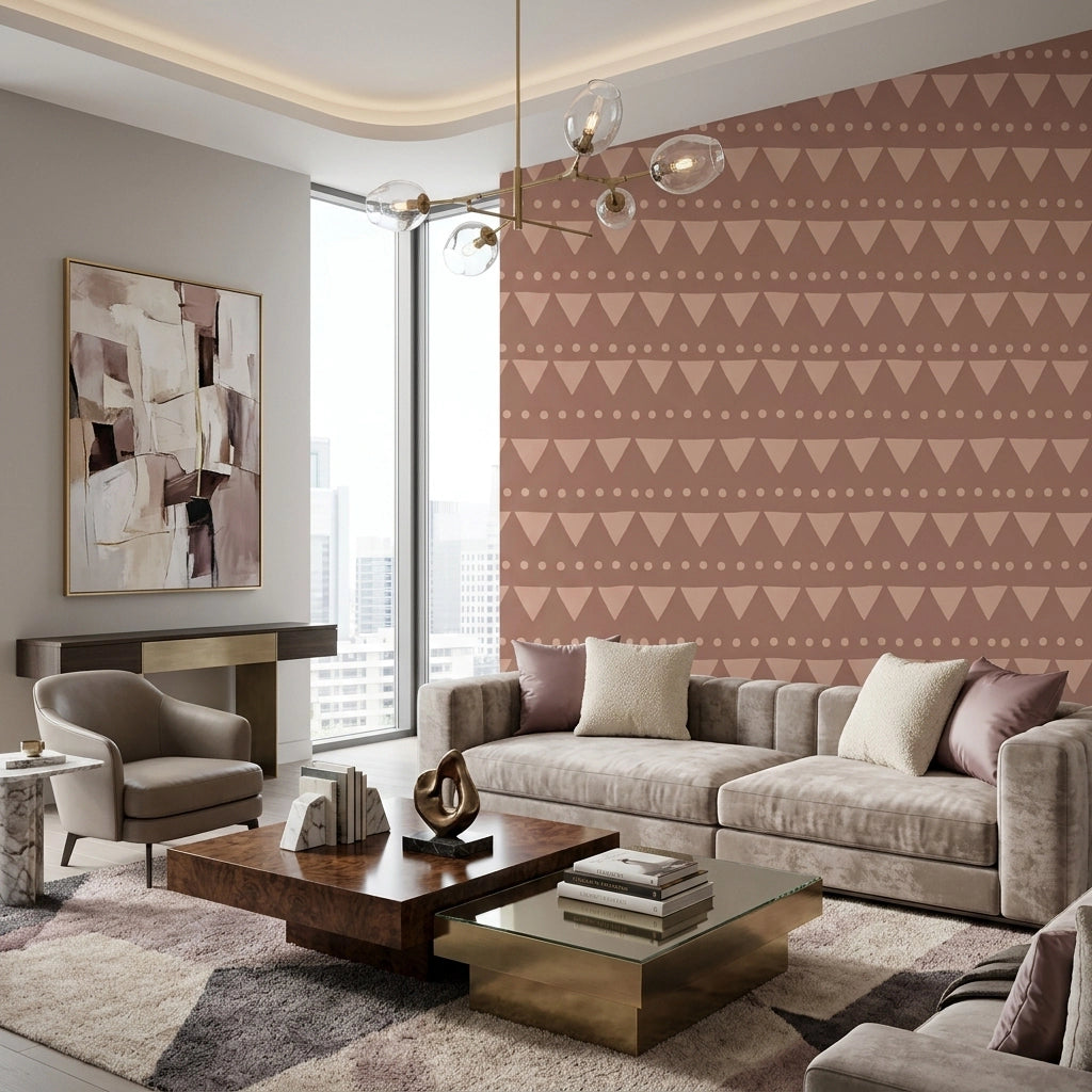 Triangle Bunting Stripe Wallpaper – Canyon Rose