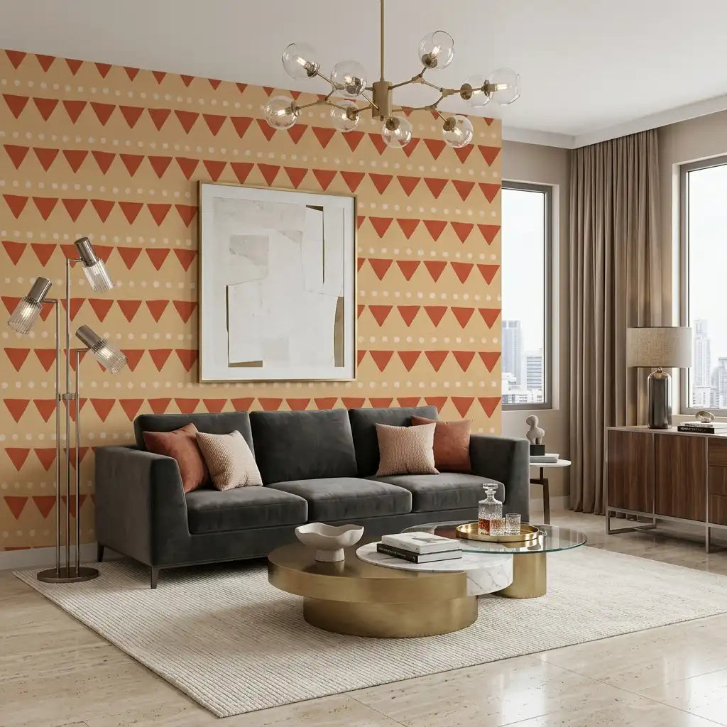 Triangle Bunting Stripe Wallpaper – Saffron Spice