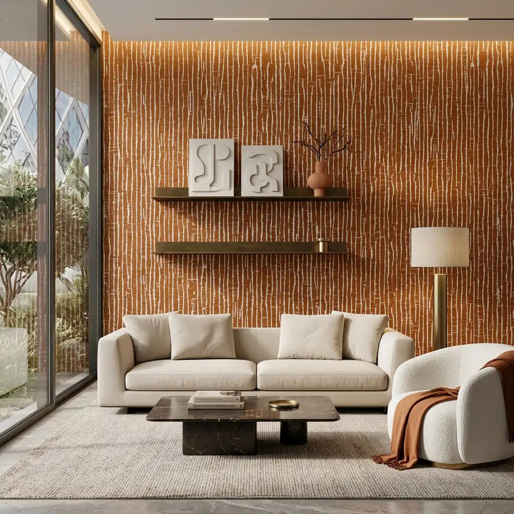 Vertical Drip Line Wallpaper – Cinnamon Bark room