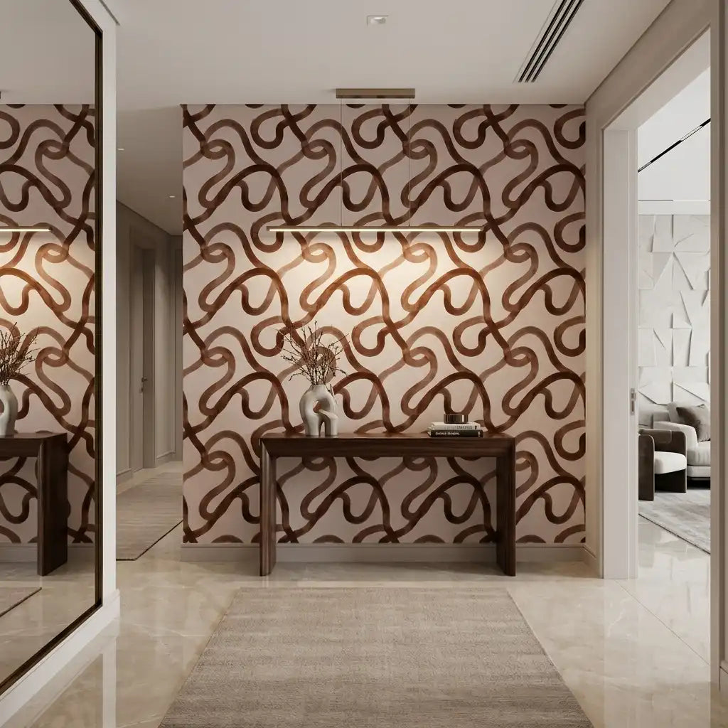 Black Loop Ribbon Wallpaper – Hallway