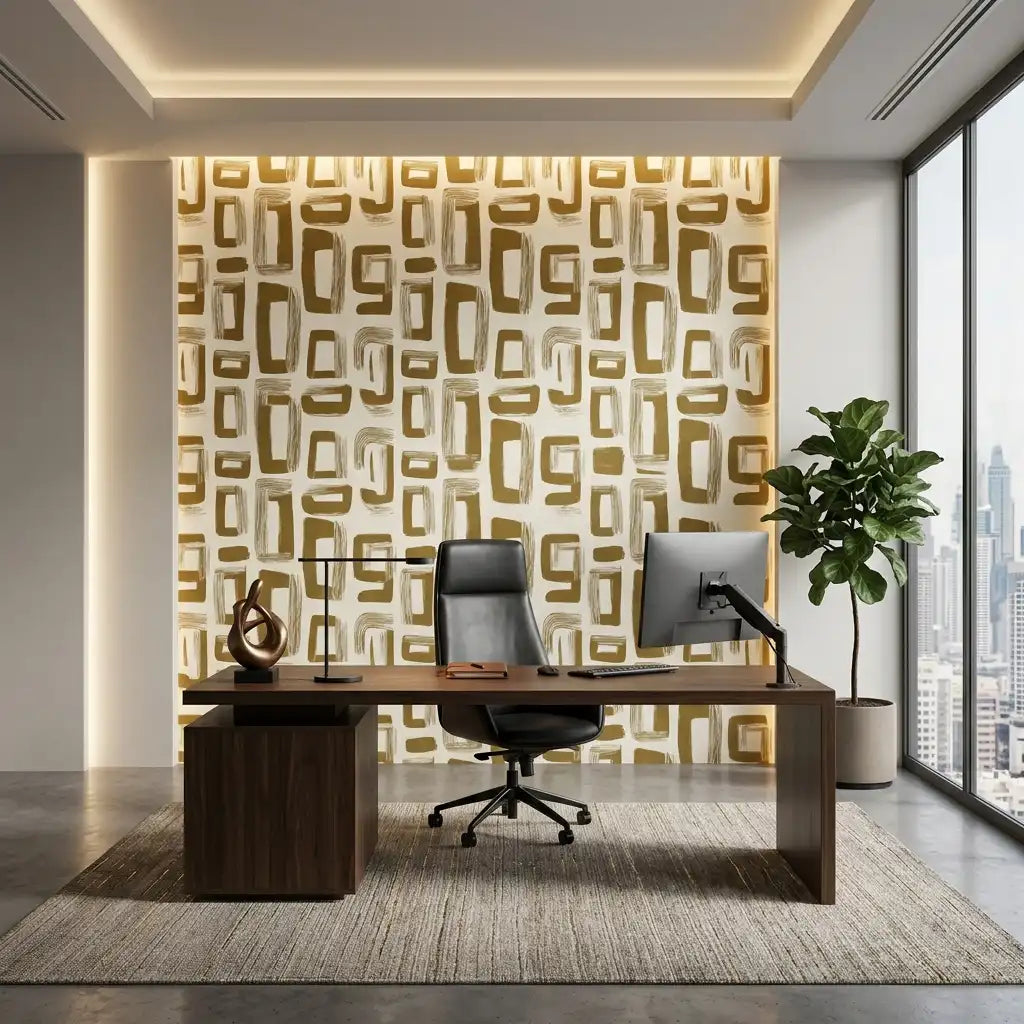 Gold Retro Block Wallpaper – Office