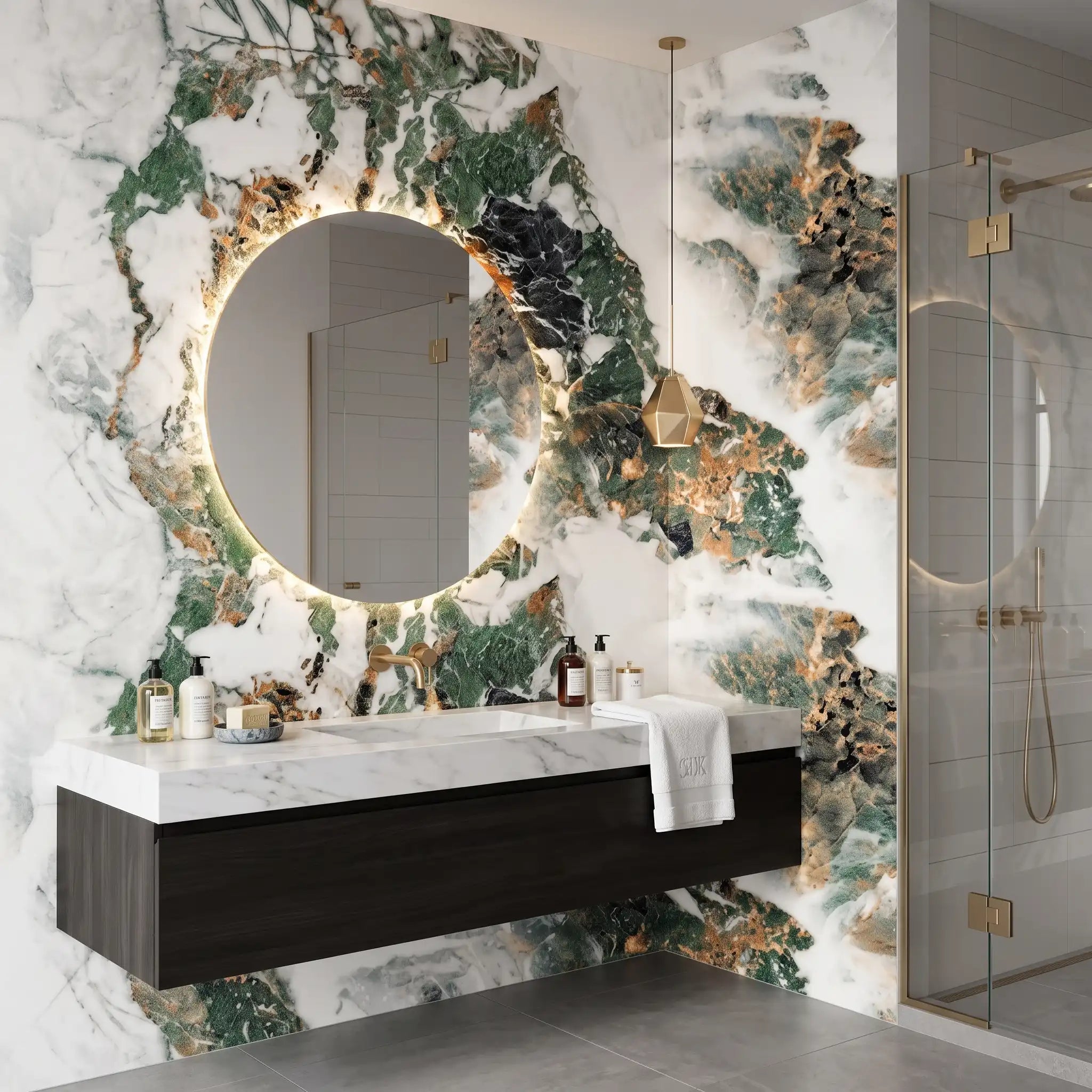 Jade Mountain Landscape Wallpaper Mural – Bathroom