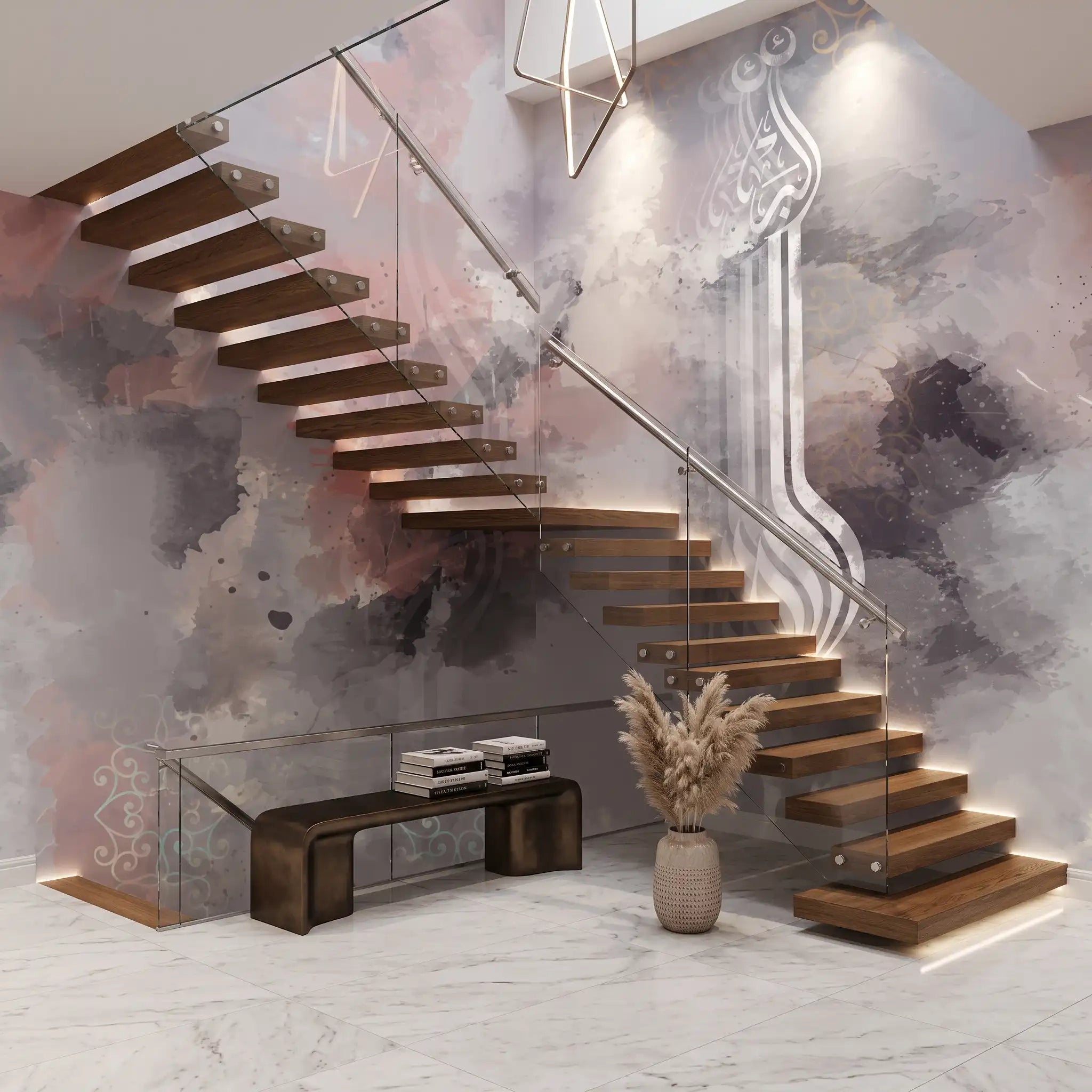 Pastel Cloud Abstract Wallpaper Mural – Staircase