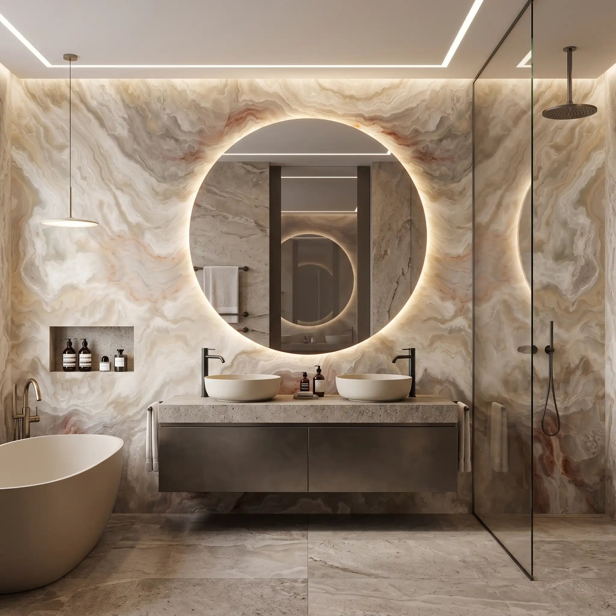 Sand Agate Wave Wallpaper Mural – Bathroom